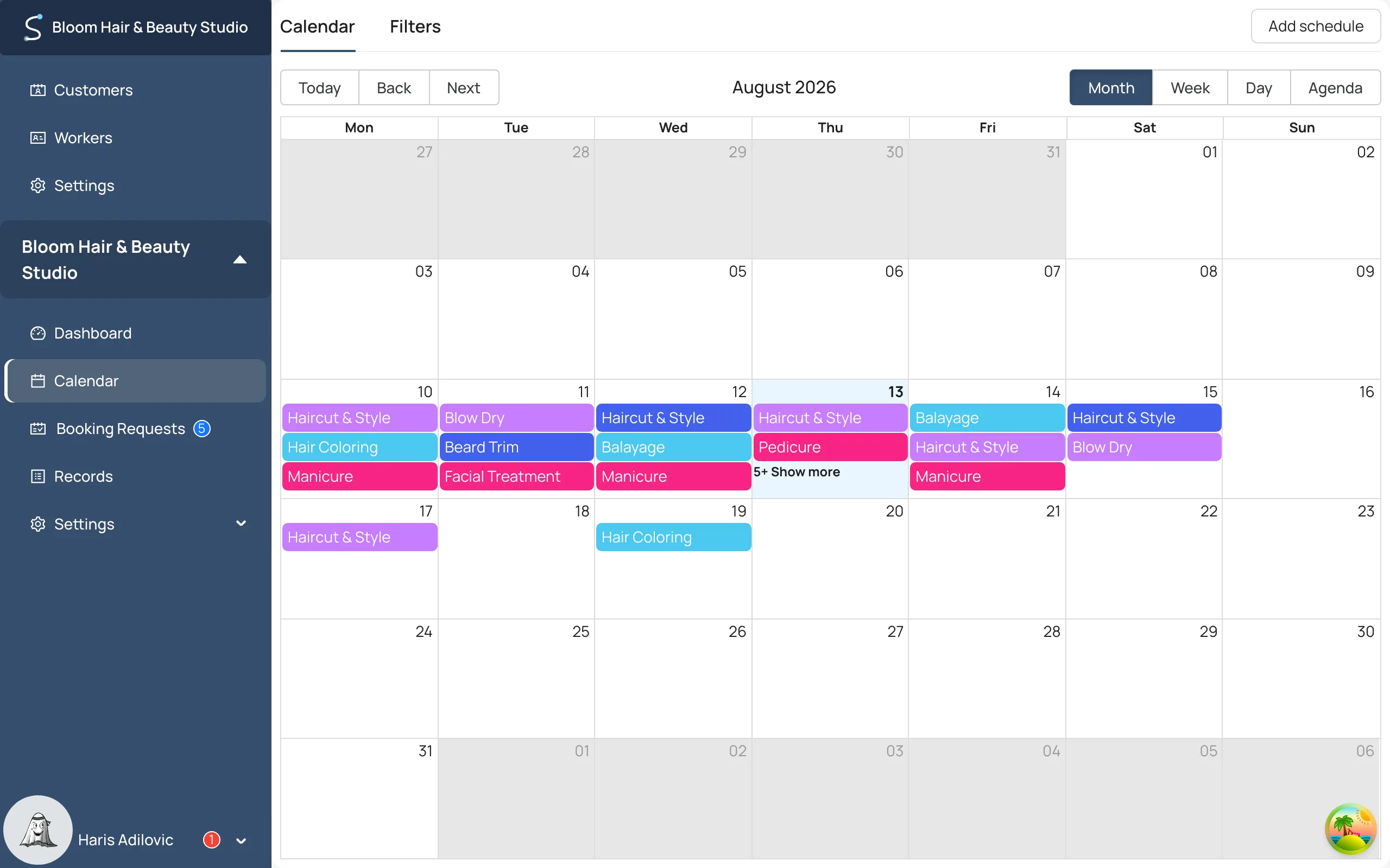 Calendar view