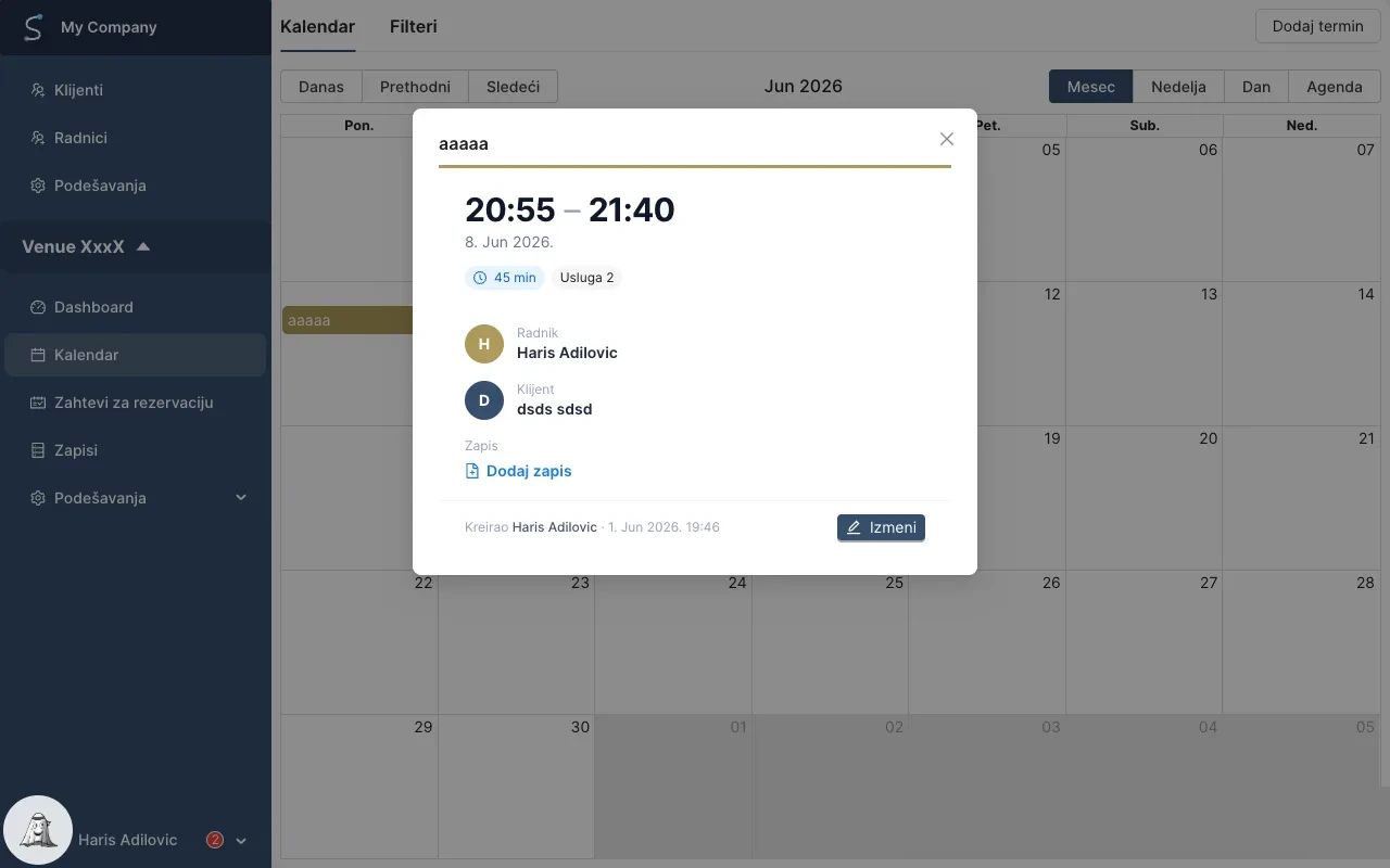 Calendar view